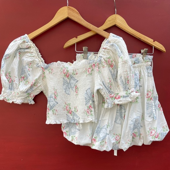 LoveShackFancy Dresses & Skirts - NWT LoveShackFancy Cheyenne Puff Skirt + Calypso Crop Top Set